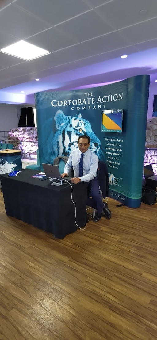 Our exhibition stand at the CorpActions Conference, November 2025